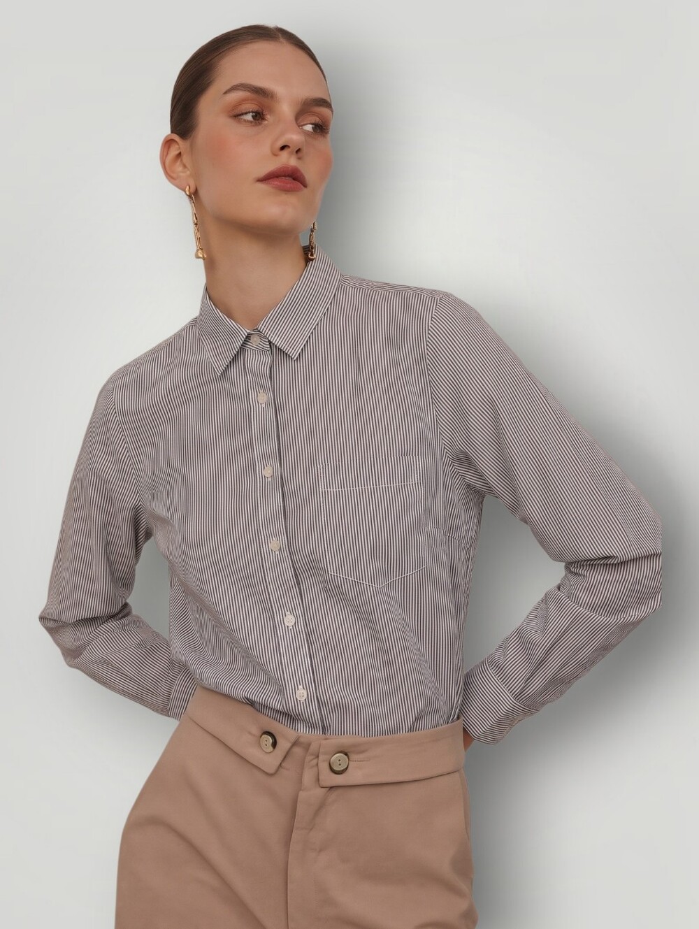 J. Crew Boy Shirt Women's 4 Navy White Stripe Button Down Relaxed Fit Preppy